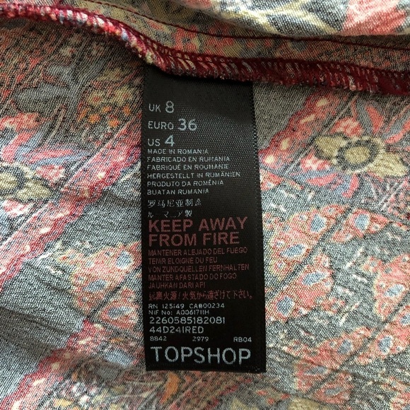 Topshop Maternity & postpartum colourful  boho dress. Size 4. Red orang floral - Picture 9 of 11
